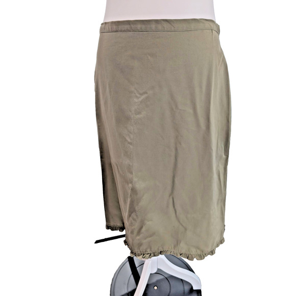 Old Navy Women's Size Medium Pencil Skirt Cotton blend Ruffle khaki Olive Green - Picture 1 of 11